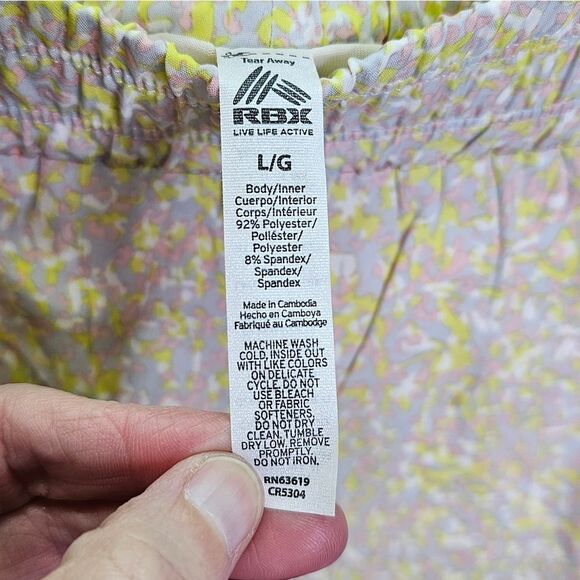 RBX Yellow Multi Print Lined Running Shorts Size Large - Picture 5 of 7